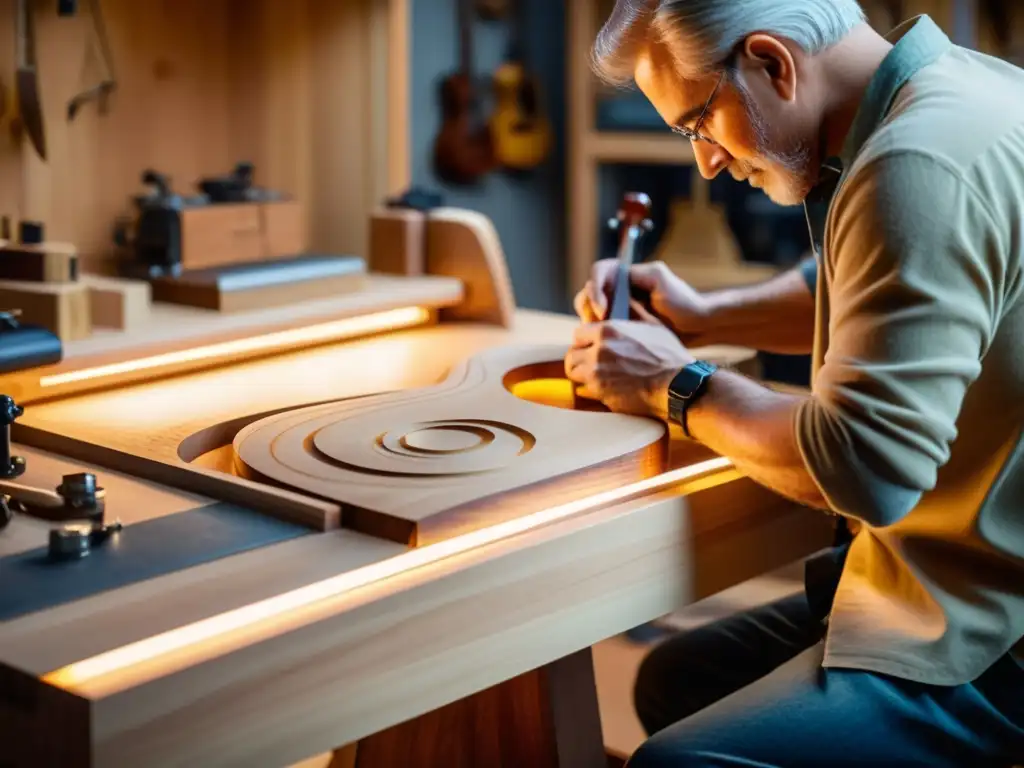 Un luthier esculpe con precisión una guitarra ergonómica