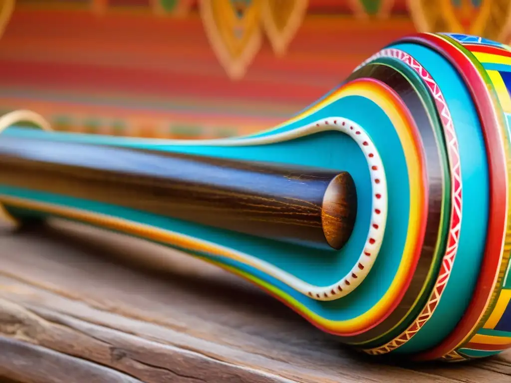 Una Quijada de Burro, instrumento percusivo, con detalles y decoraciones coloridas que resaltan su rica historia cultural