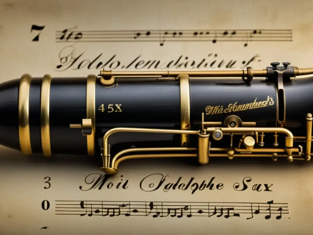 Una fotografía de alta resolución del original de la patente de Adolphe Sax para el saxofón