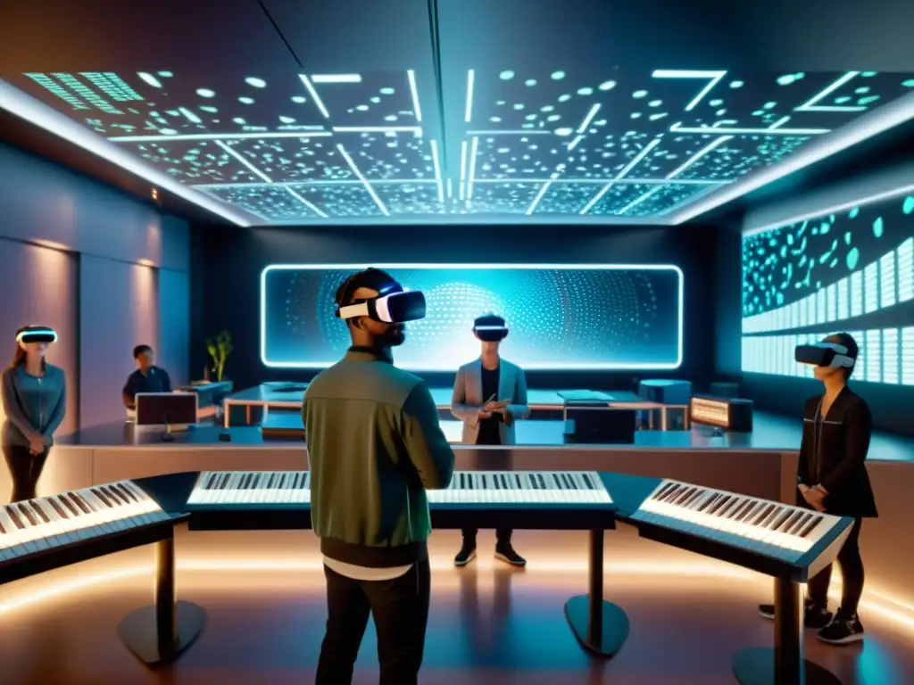 Salón de clases futurista con realidad virtual y música creada por Inteligencia Artificial en la Educación Musical