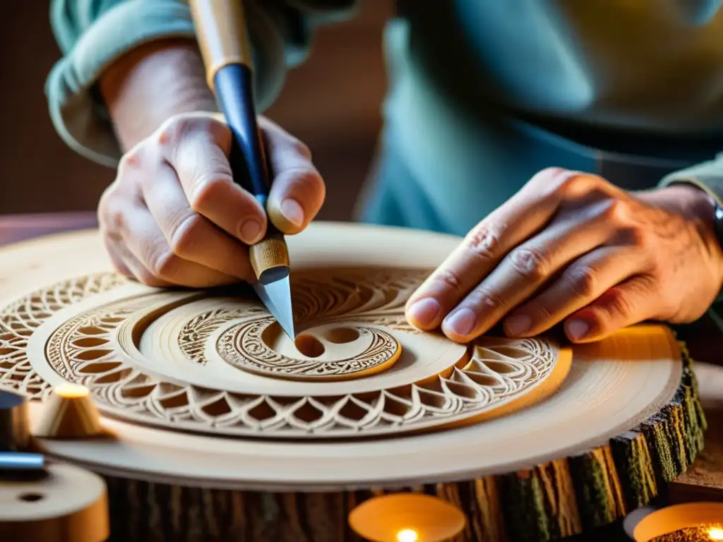 Un luthier talla con precisión una pieza de abeto en la creación de un violín Stradivarius, mostrando los secretos del violín Stradivarius en su arte