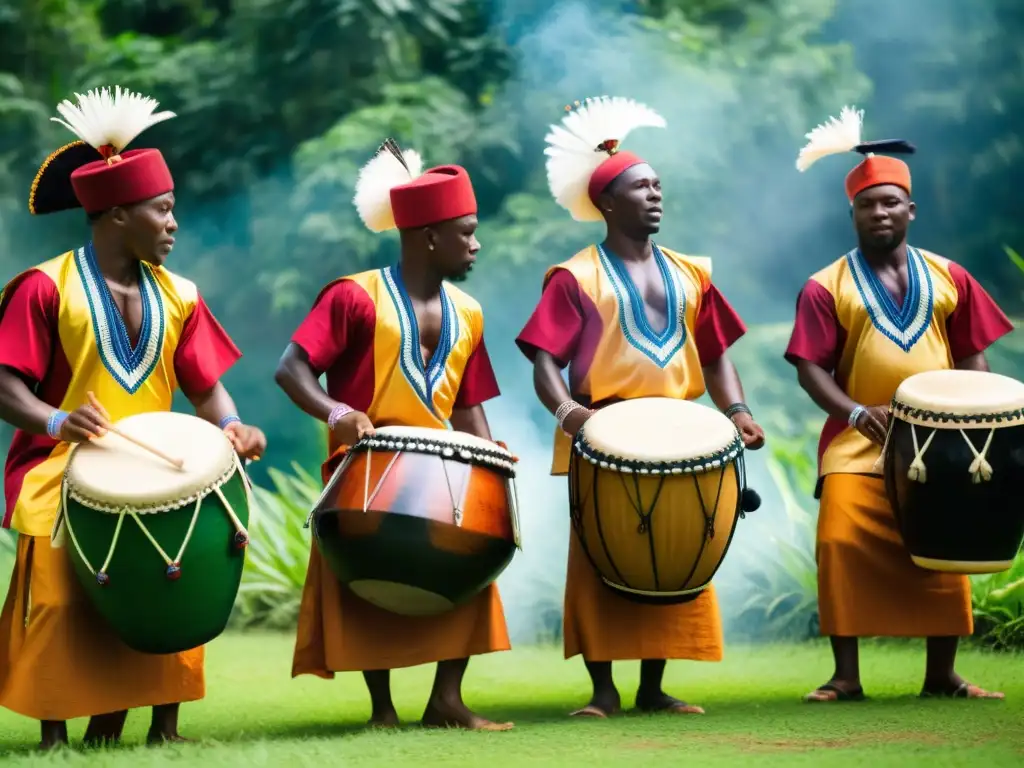 Los tambores Yoruba transmiten historia y significado en una ceremonia sagrada en el bosque