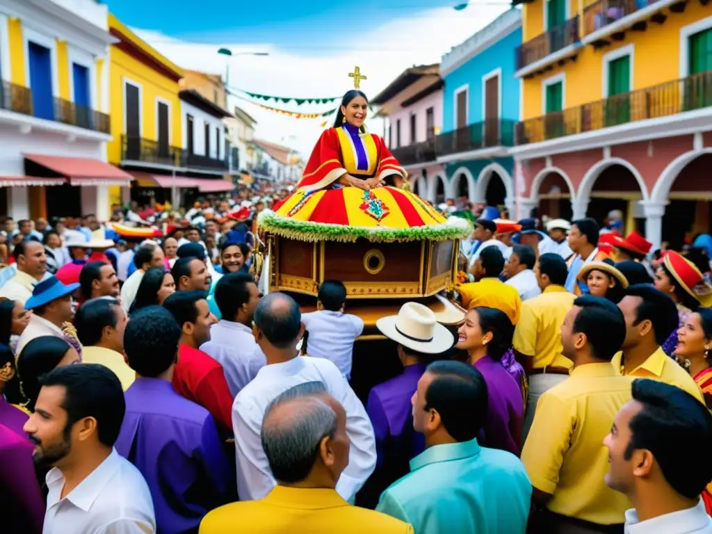 Una vibrante procesión callejera durante Semana Santa en Latinoamérica