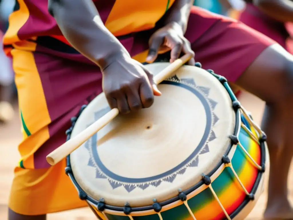 Un vibrante espectáculo de danza tradicional en Ghana, resaltando la historia y sonido del Kpanlogo a través de colores, ritmo y energía