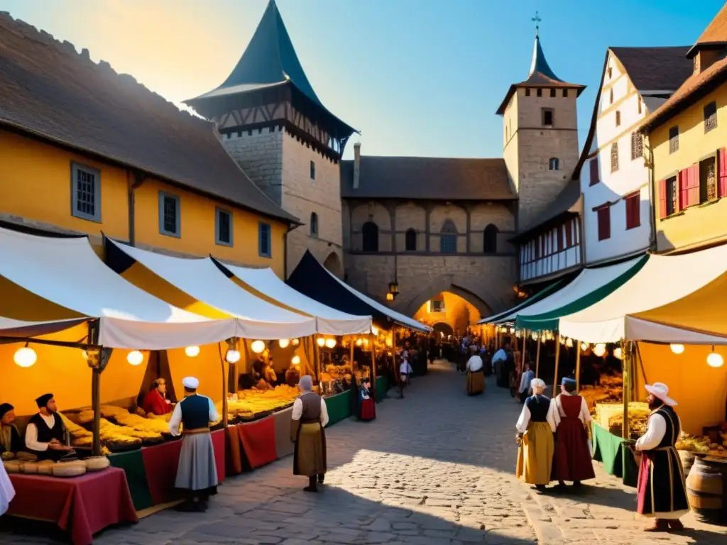 Vibrante festival medieval en Hita, con música, danza y coloridos trajes, bajo la cálida luz dorada de la tarde