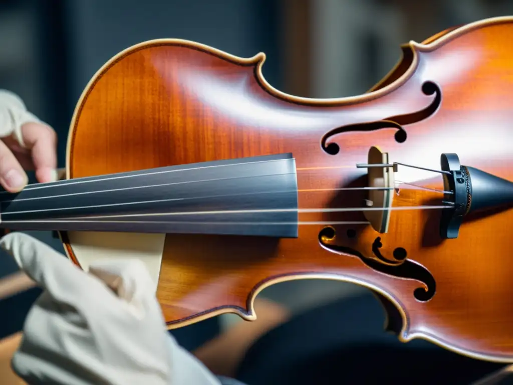 Un luthier escanea con precisión un violín antiguo utilizando tecnología de escaneo 3D para restauración lutería, fusionando tradición e innovación