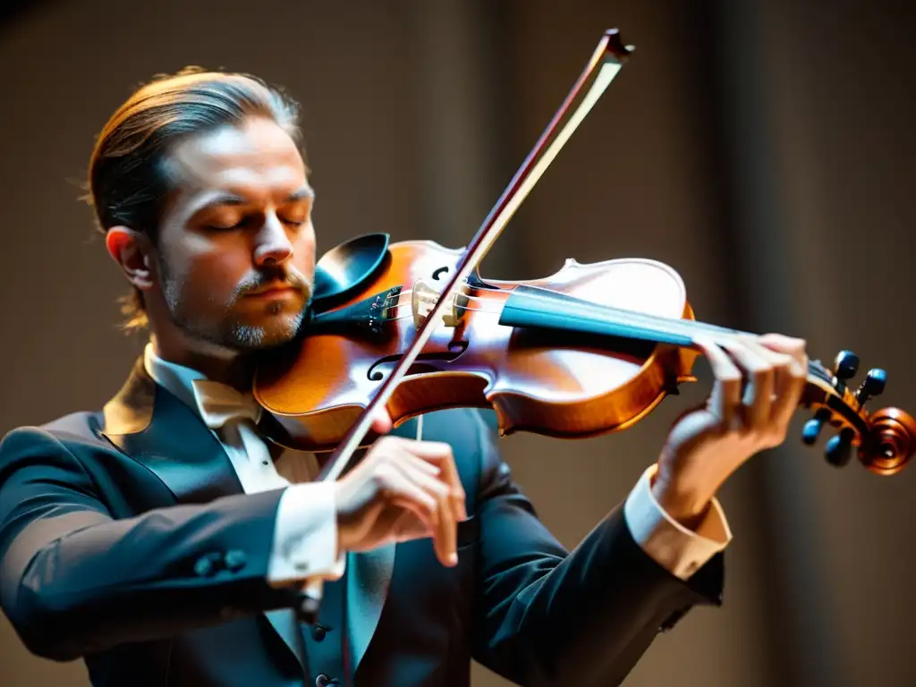 Maestría en el chop: la intensidad y precisión del violín Un violinista hábil ejecuta la técnica 'chop', mostrando destreza y pasión en los ritmos contemporáneos del violín