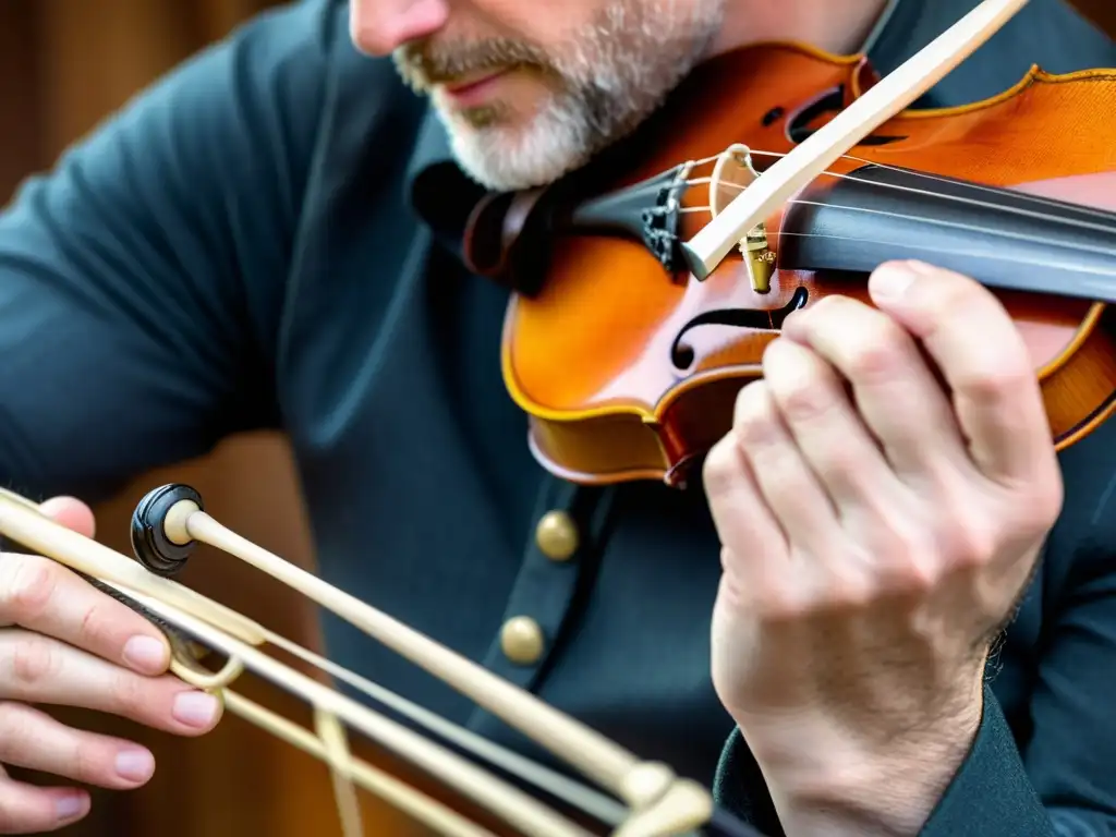 Un virtuoso del violín irlandés expertamente tocando el instrumento, demostrando la tradición del violín en Irlanda con maestría