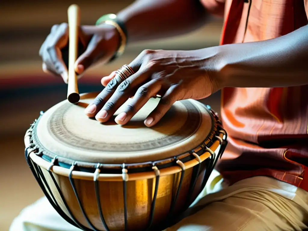 Un virtuoso de la tabla indio captura ritmos complejos con pasión y precisión