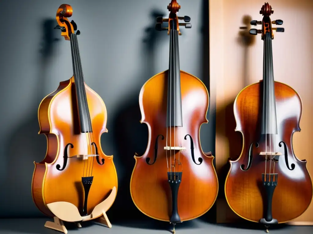 Comparación visual de octobass, violonchelo, contrabajo y violín